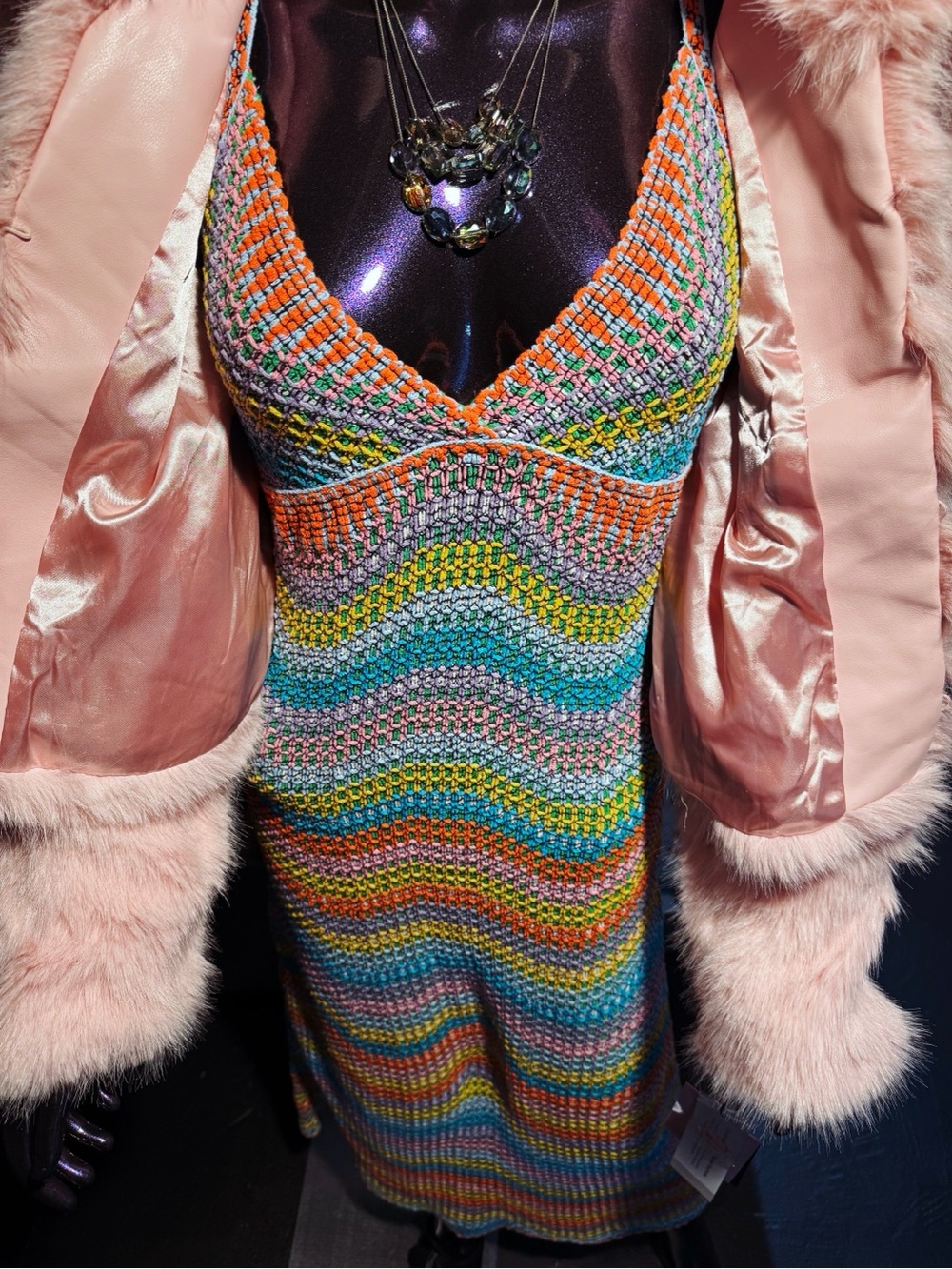 Zara Multicolor Wave Crochet Maxi Dress - Picture 3 of 4